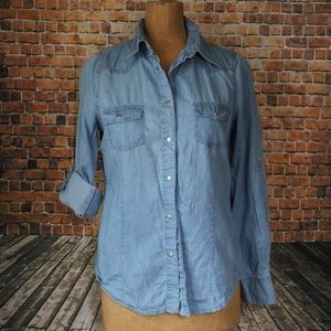 Red Tulips Chambray shirt